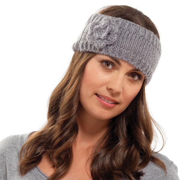 WOMENS GIRLS LADIES WOOL KNITTED HEADBAND WINTER SKI HAIR BAND EARMUFFS FLOWER